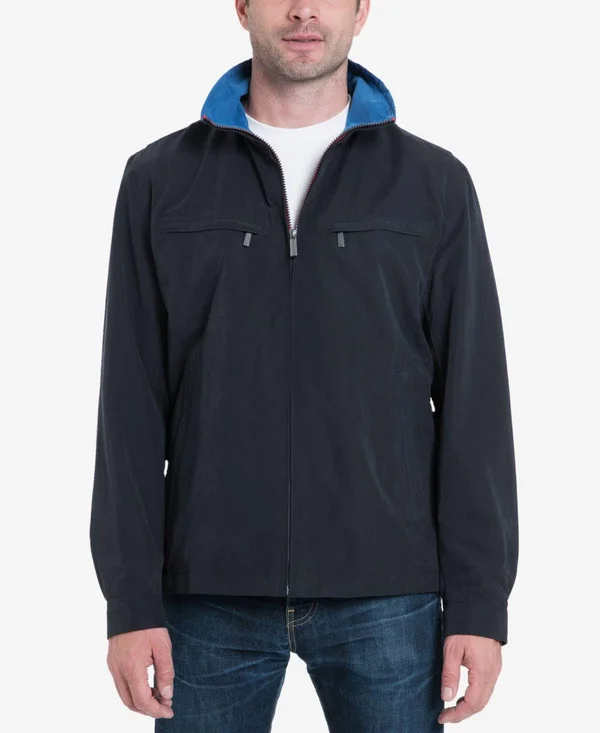London Fog Litchfield Microfiber Jacket, Created for Macy&s - Navy