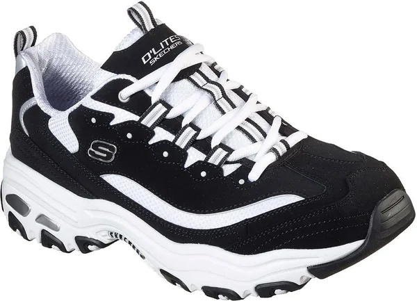 Skechers D&Lites Men's Shoes, 7, Black White