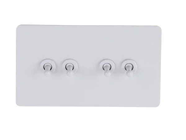 Schneider Electric Ultimate Screwless Flat Plate - 4 Gang Toggle 2 Way Light Switch, Single Pole, 16AX, GU1442TPW, Painted White