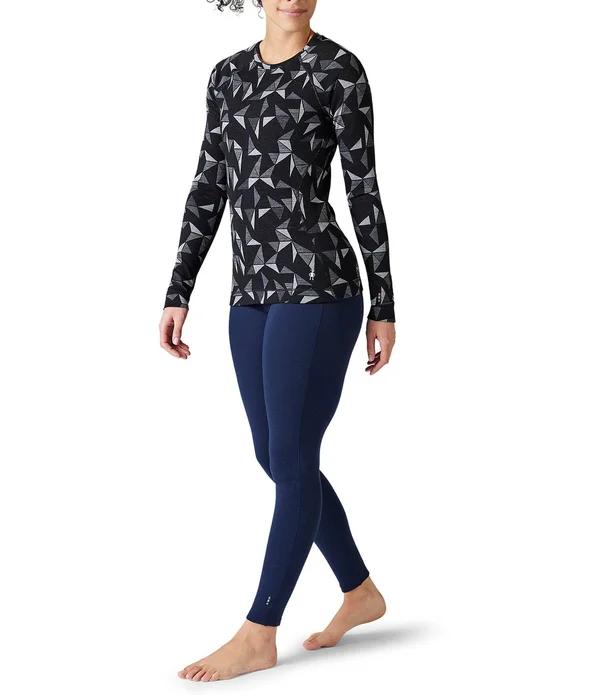 Smartwool Merino 250 Baselayer Pattern Crew - Women's Black Pinwheel - L