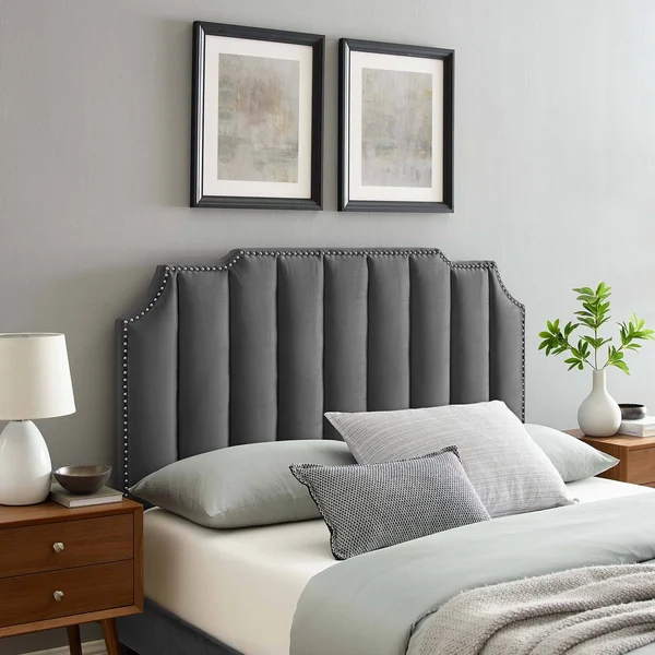 Rosalind Performance Velvet Twin Headboard Light Gray Modway