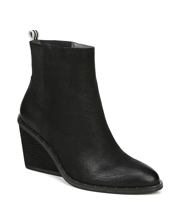 Women's Dr. Scholl&s Original Collection Mania Wedge Bootie Black Leather 6 M