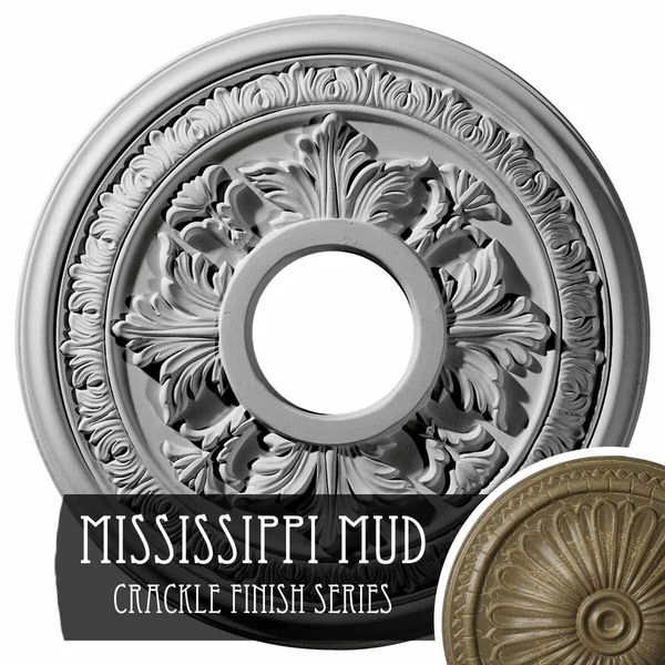 15 3/8x22OD x 4 1/4x22ID x 1 1/2x22P Baltimore Ceiling Medallion (Fits Canopies Up to 5 1/2x22), Hand-Painted Mississippi Mud Cr