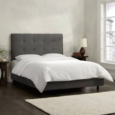 Double Button Tufted Upholstered Standard Bed Skyline Furniture Size: Twin - Color: Charcoal