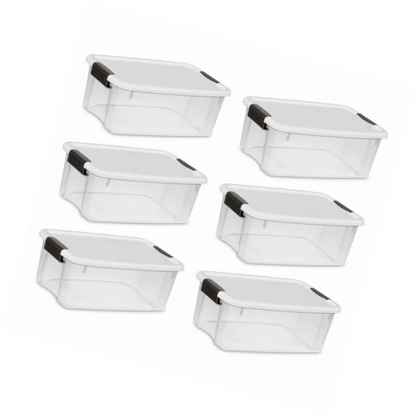 Sterilite 19849806 18 Quart/17 LITER Ultra Latch Box, Clear with A White Lid