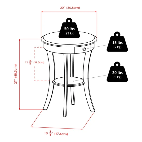 Winsome Sasha Black Round Accent Table