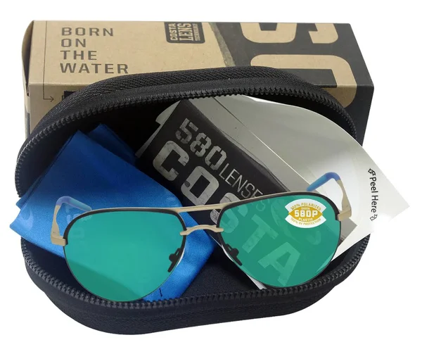 Costa Del Mar Sunglasses Helo Matte Champagne Blue - Turquoise Green Mirror 580P