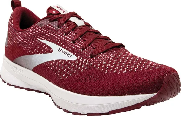 Brooks Running Men's Revel 4 Road Running Shoes, Maroon/White 8.0