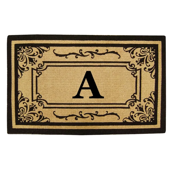 Nedia Home Heavy Duty Coco Georgetown Doormat, 18 by 30-Inch, Monogrammed A