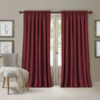 Astoria Grand Ardmore Solid Blackout Rod Pocket Single Curtain PANEL - Red