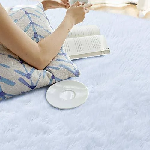 Andecor Soft Fluffy Bedroom Rugs - 4 x 5.9 Feet Indoor Shaggy Plush Area Rug for Boys Girls Kids Baby College Dorm Living Room H