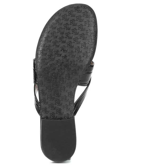 Lauren Ralph Lauren Rosalind Croco Embossed Leather Sandals - 11M