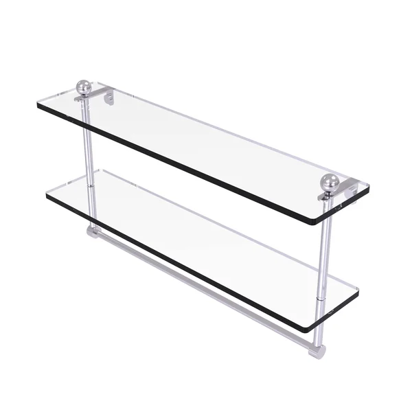 Allied Brass 16 inch Two Tiered Glass Shelf with Integrated Towel Bar