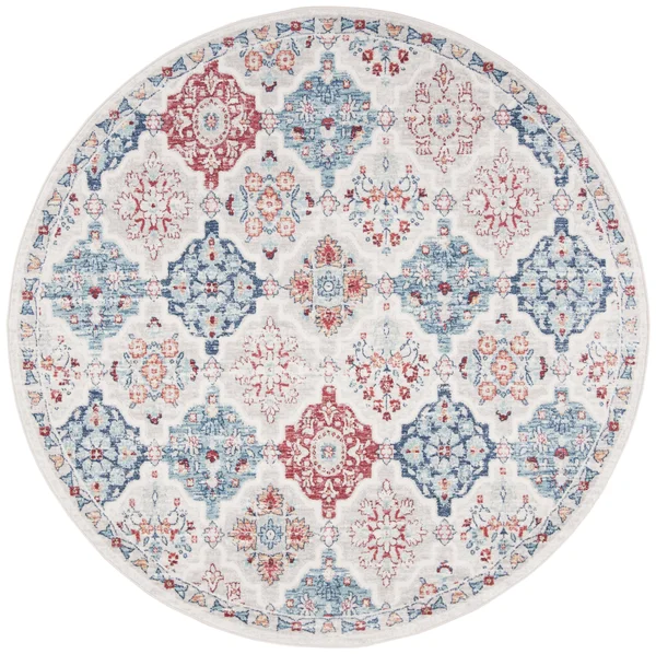 Safavieh Brentwood BNT815A 6&7x22 x 6&7x22 Round Cream, Blue Area Rug