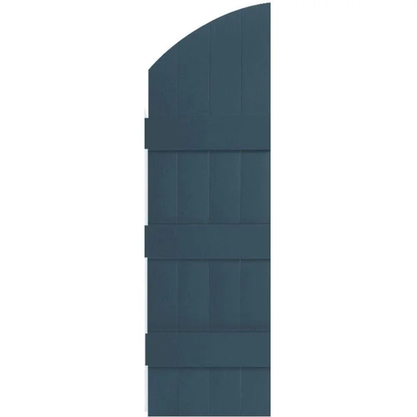 Lifetime Vinyl Custom Four Archtop Joined Board-n-Batten Shutters Ekena Millwork Size: 57x22 H x 14x22 W x 1x22 D - Color: Classi