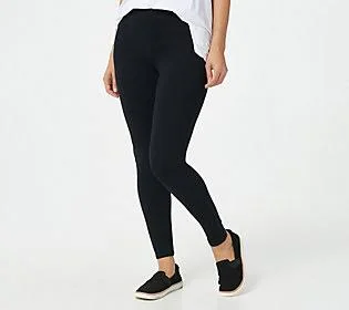 Denim & Co. Active Tall Duo Stretch PrintedLeggings, Size Large, Black