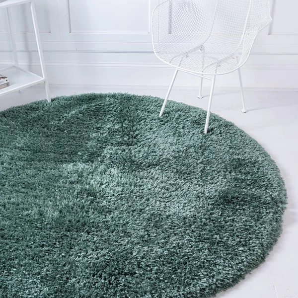 Rugs.com Infinity Collection Solid Shag Area Rug 4 ft Round Forest Green Shag