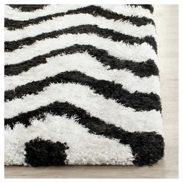 Safavieh Barcelona Shag BSG320C Ivory - Black Rug 2&3x22 x 7& Runner