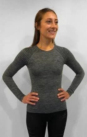 Odlo Women's Performance Light Long Sleeve Base Layer Top - Grey