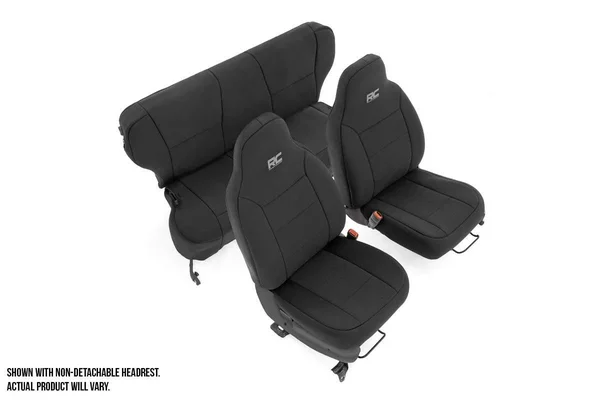 Rough Country 91023 Jeep Neoprene Seat Cover Set - Black [97-01 XJ w/ Detachable Headrest]