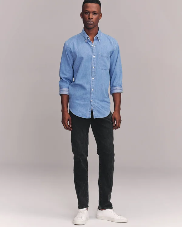 Men's Skinny Jeans in Washed Black - Size 38 x 34, Abercrombie & Fitch