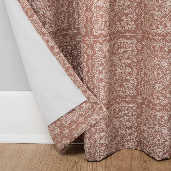 Sun Zero Evie Medallion Jacquard Theater Grade Extreme 100% Blackout Grommet-Top Curtain PANEL - Orange