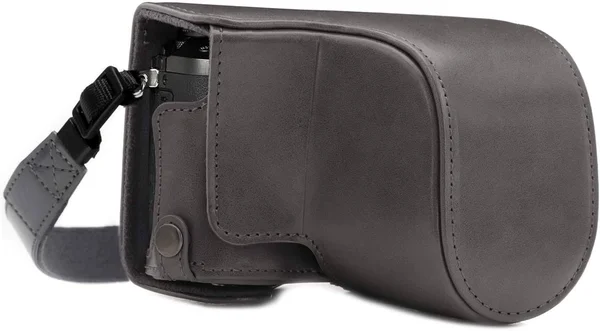 MegaGear mg1706 Ever Ready Leather Camera Case Compatible with Panasonic Lumix Dmc-gx85, Dmc-gx80 (12-32mm) - Gray