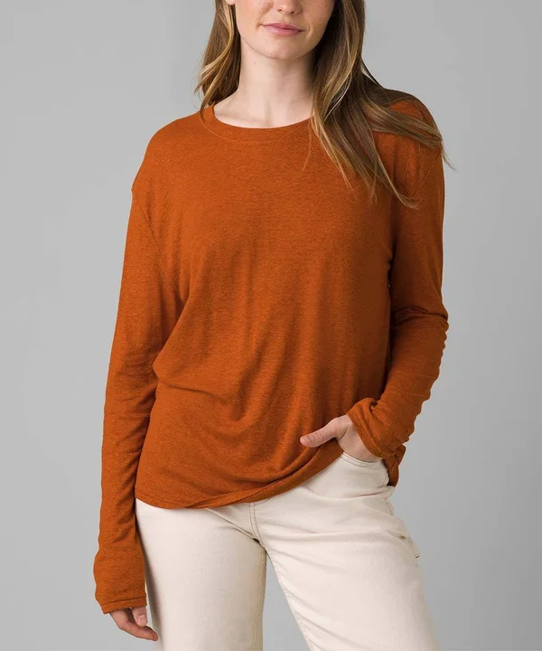 Prana Cozy Up Long Sleeve Tee - Women's M Gingerbread Heather