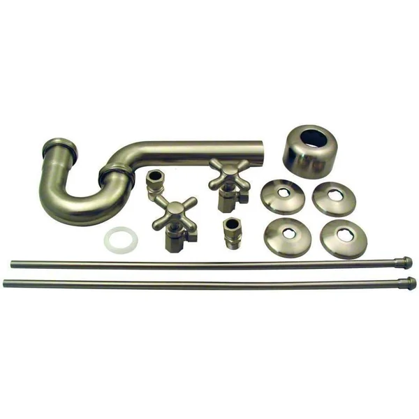 Westbrass Traditional Pedestal Lavatory Kit - Cross Handles - Black, D1838L-62