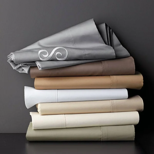 Legends Hotel Supima Cotton Wrinkle-Free Sateen Deep Pocket Flat Sheet - Steel Blue - Size Oversized Queen, The Company Store