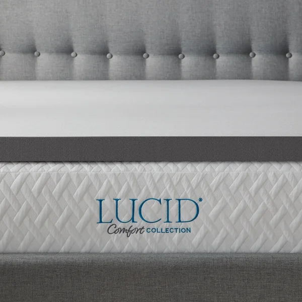 Lucid Comfort Collection Bamboo Charcoal and Aloe Memory Foam Topper - Gray Twin XL 4 inch 21015585
