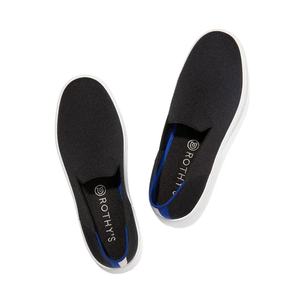 Rothy&s Black Slip-On Sneakers - Black Solid, Size 8.5