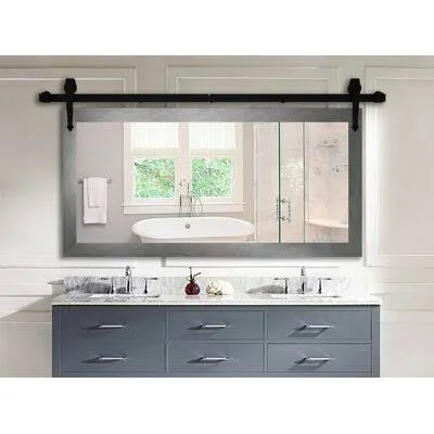 Abraham Horizontal Barn Bathroom/Vanity Mirror Laurel Foundry Modern Farmhouse Size: 31x22 H x 46x22 W - Finish: Silver