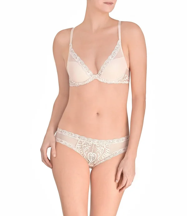 Natori Feathers Contour Plunge Bra, Size 36DDD - Cameo Rose