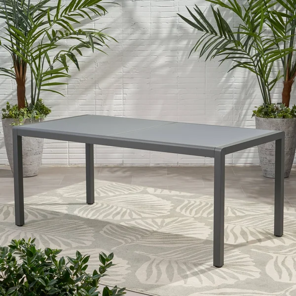 Cherie Outdoor Aluminum Dining Table with Tempered Glass Table Top by GDF Studio