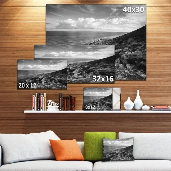 Sunrise Over Sicily Black and White Photographic Print on Wrapped Canvas - Size: 40 in. Wide x 30 in. High