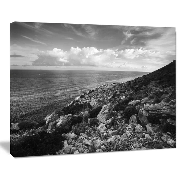 Sunrise Over Sicily Black and White Photographic Print on Wrapped Canvas - Size: 40 in. Wide x 30 in. High