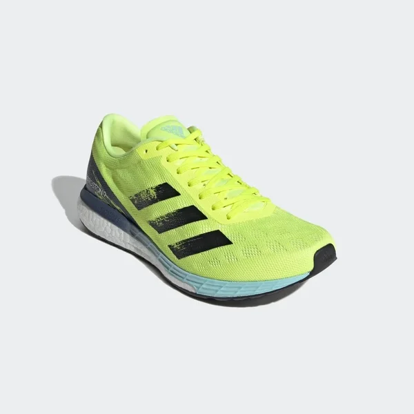 Adidas Adizero Boston 9 Shoes - Men's - Solar Yellow - Core Black, Blue - 8.5