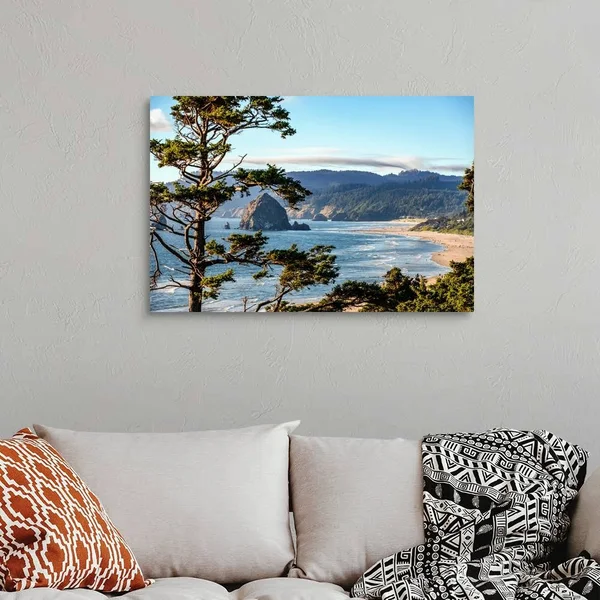 Cannon Beach Landscape, Haystack Rock, Oregon, Canvas Wall Art, 36x24, Great Big Canvas