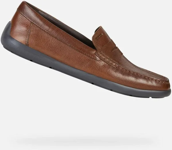 Geox Men's Devan Leather Moccasins - Brown - Loafers