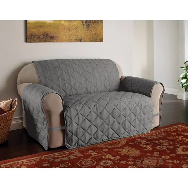 Innovative Textile Solutions Microfiber Solid Ultimate Loveseat Furniture Protector Slipcover, Gray, 132 x 98.5"