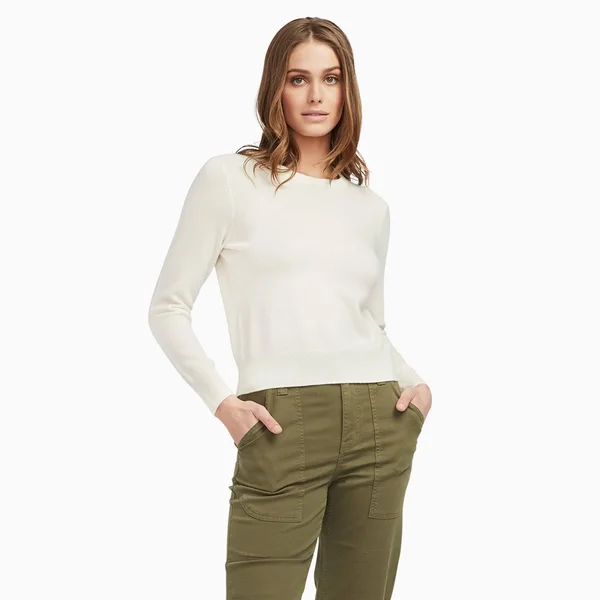 The Essential Cashmere Sweater Womens White - Xxs by NAADAM
