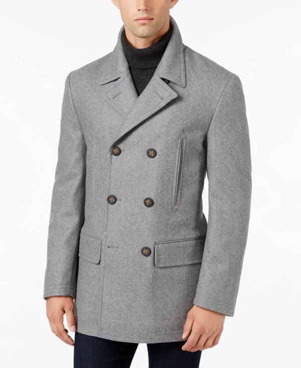Lauren Ralph Lauren Luke Wool-Blend Classic-Fit Peacoat - Medium Grey