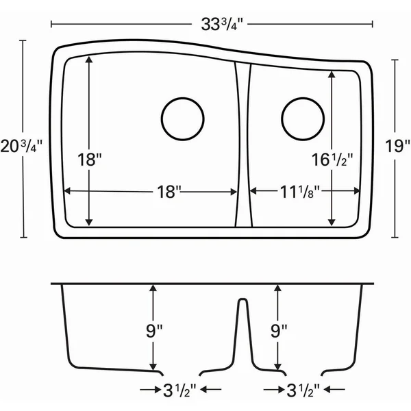 Karran Undermount Quartz 60/40 Double Bowl Kitchen Sink - Bisque