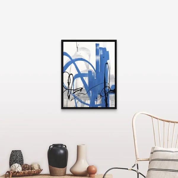 Blue Trails Black Float Frame Canvas Art - 24 x 30