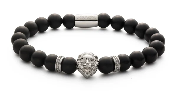 Men's Silver Matte Lion Bead Bracelet