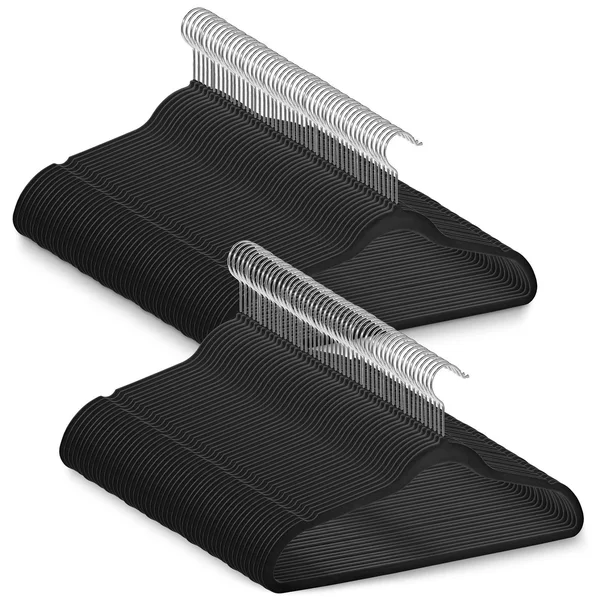 Casafield 100 Ivory Velvet Suit Hangers - Space Saving, Non-Slip & Chrome Swivel Hook for Dress Clothes, Coats, Pants, Shirt