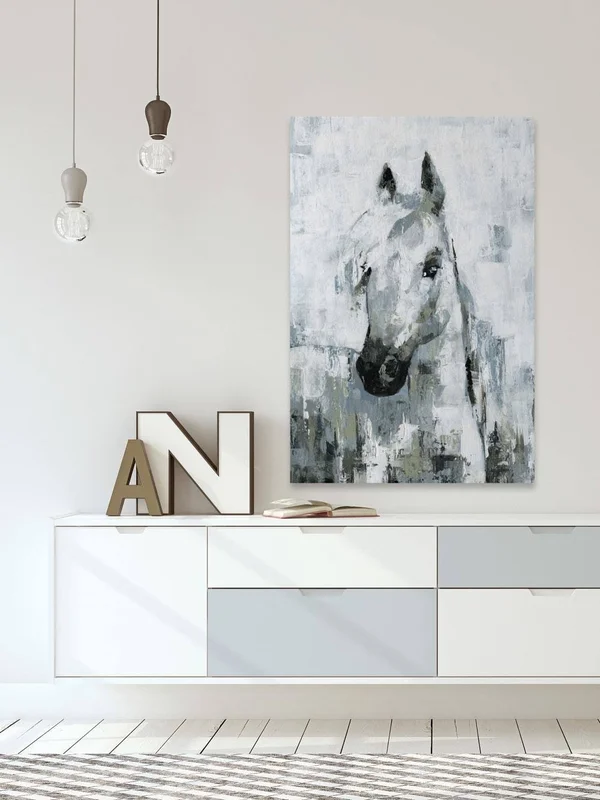 Marmont Hill Horse Portrait Canvas Wall Art, 24 inch x 16 inch, Size: 1.50 inch x 16.00 inch, White