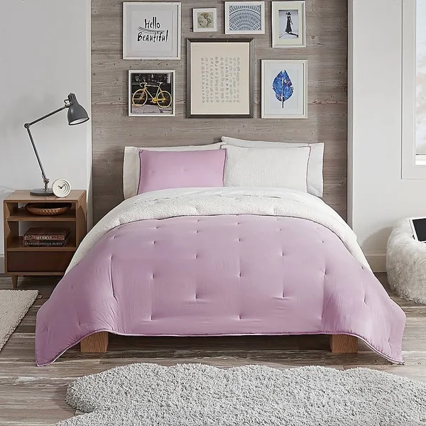 Ugg Devon Faux Sherpa 3-Piece Reversible Full/Queen Comforter Set in Verbena