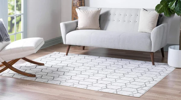 Unique Loom Matrix Trellis Tile Rug, Size: 7& 0 x 10& 0, Gray